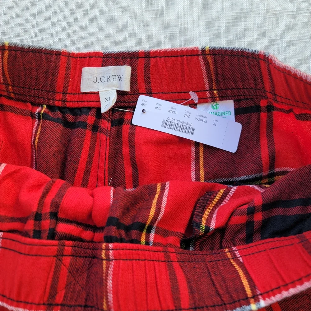New! J. Crew XL Flannel Sleep Red Black Plaid PJ Pants Bottoms Buffalo Check NWT